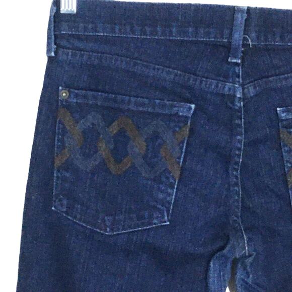 7 For All Mankind Bootcut Jeans Denmark Chain Link Embroidered Pockets Size 29 S - Picture 9 of 13